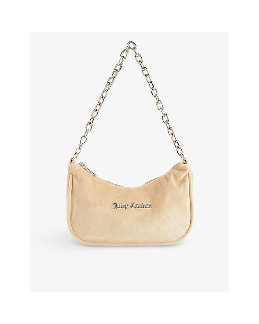 Juicy Couture White Logo-plaque Velour Shoulder Bag