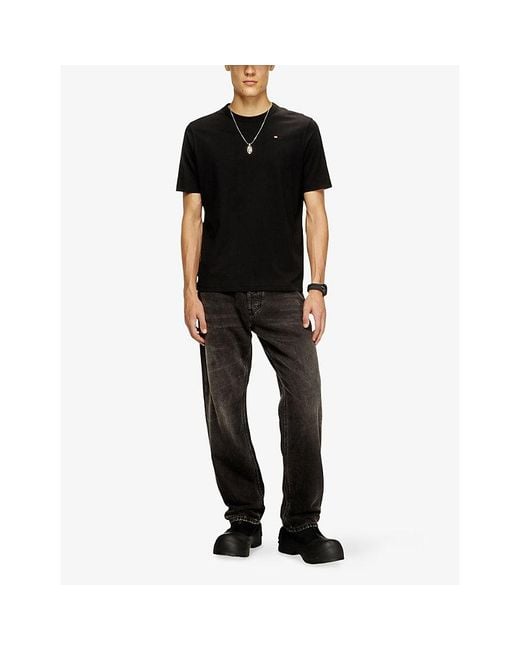 DIESEL Black T-Adjust-Microdiv Cotton-Jersey T-Shirt for men