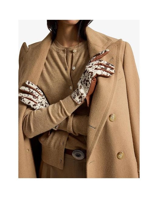 Polo Ralph Lauren Multicolor Cow-Print Calf-Hair Leather Gloves