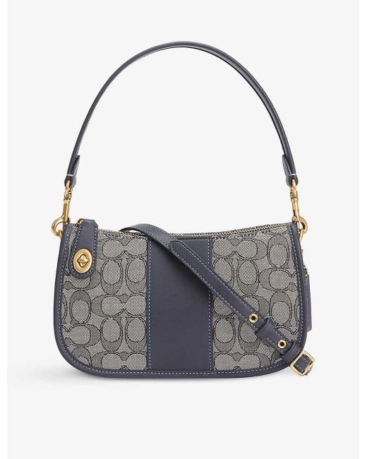 COACH Gray Swinger Cotton-canvas And Leather Shoulder Bag