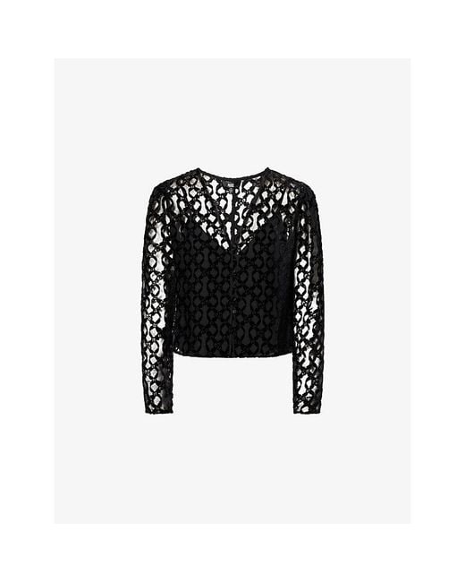 PAIGE Black Amaya Burnout Sheer Woven Top