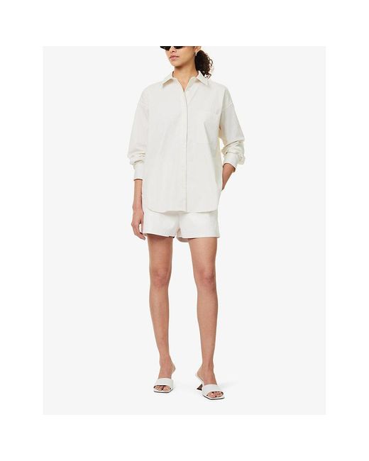 GOOD AMERICAN White Patch-pocket Oversized Cotton-blend Shirt