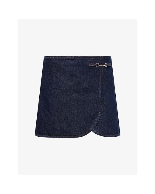 PAIGE Blue Montanna Wrap Denim Skirt