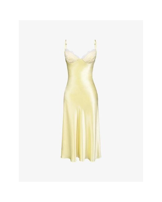 House Of Cb Felicity Lace-Cup Satin Midi Dress Xs (D-E Cup) in Yellow | Lyst House Of Cb Felicity Lace-Cup Satin Midi Dress Xs (D-E Cup) in Yellow | Lyst