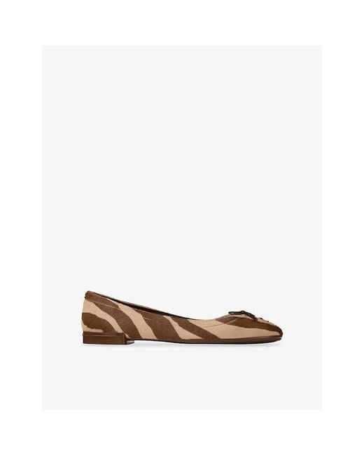 Jimmy Choo Brown Scarlett Ballerina Zebra-Print Leather Flats