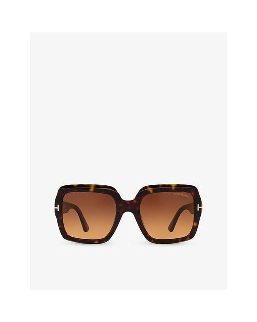 Tom Ford Brown Tr001783 Kaya Square-frame Tortoiseshell Acetate Sunglasses