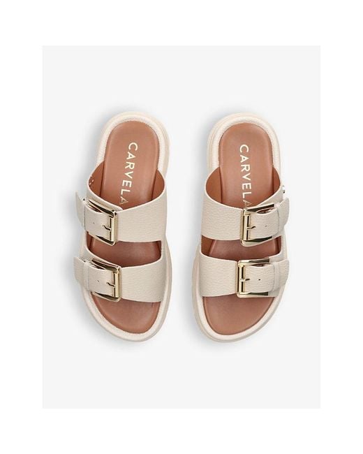 Carvela Kurt Geiger Natural Pavilion Buckle-Strap Leather Sandals