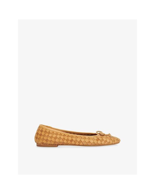 Dune Natural Heat Woven Leather Ballet Flats