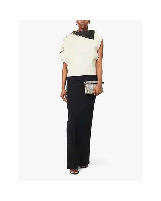 Jacquemus Black La Jupe Peplo Split-Hem Stretch-Woven Maxi Skirt