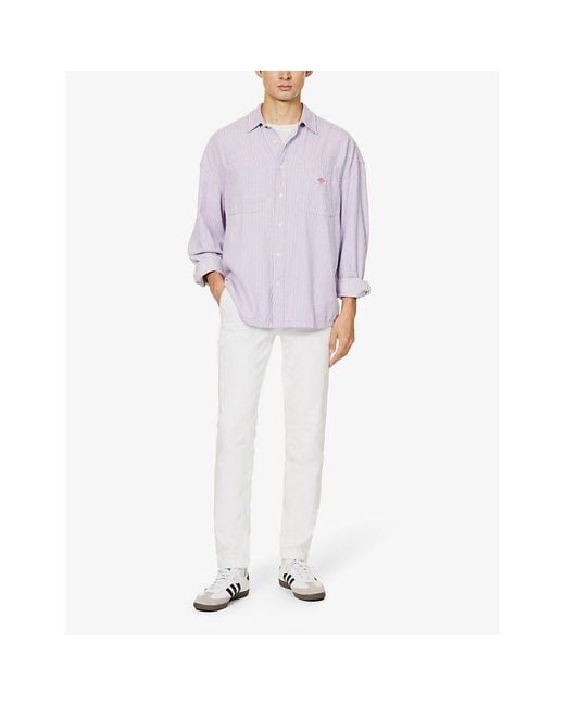PAIGE White Fraser Drawstring-Waistband Slim-Fit Stretch-Woven Trousers for men