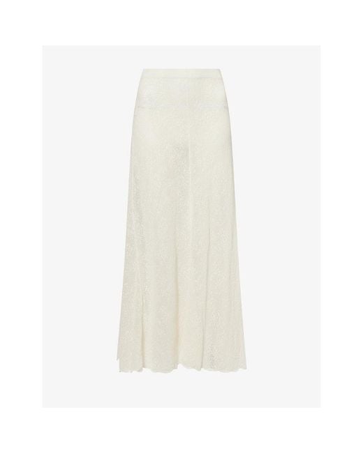 Dissh White Delia Lace Cotton-Blend Maxi Skirt