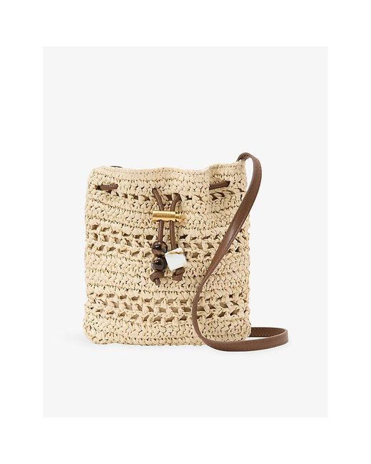 Reiss Natural Esme Mini Raffia Cross-Body Bag