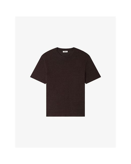Sandro Black Crewneck Linen-Jersey T-Shirt for men