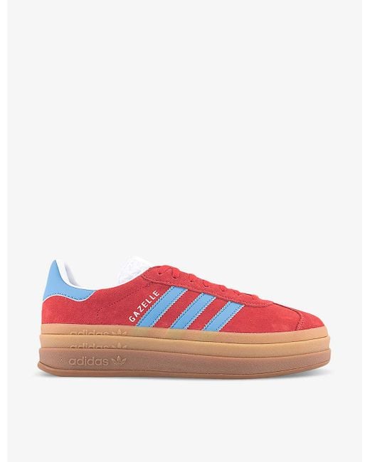 Adidas Red Gazelle Bold 3-stripes Suede Low-top Platform Trainers