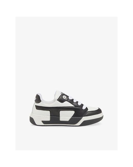 DIESEL White S-D-Ollie Low Leather Trainers for men