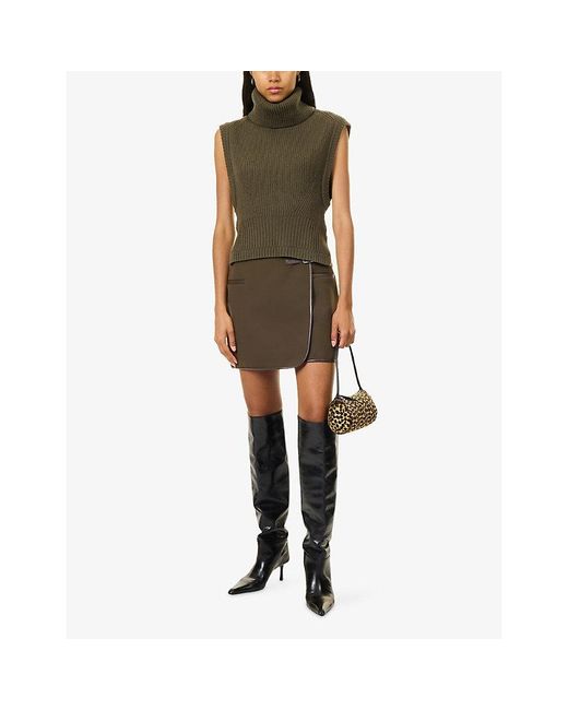 Jonathan Simkhai Green Maple Turtleneck Wool-Blend Knitted Vest