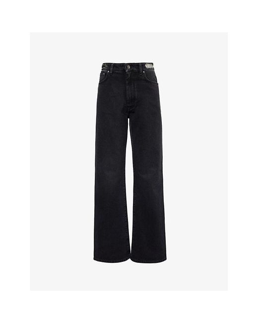 Rabanne Black Chainmail-embellished Flared-leg High-rise Jeans