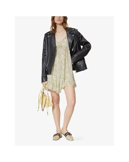The Kooples White V-Neck Floral-Print Woven Mini Dress