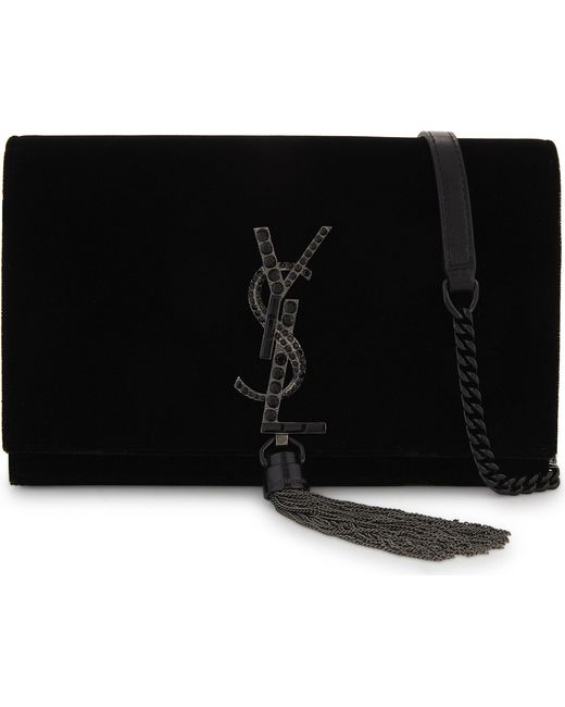 Saint Laurent Black Kate Velvet Tassel Clutch Bag