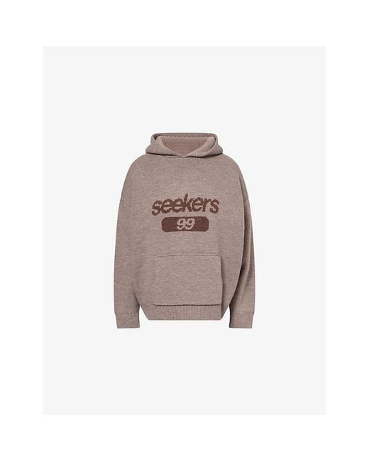 Sisters & Seekers Brown Seekers 99 Relaxed-Fit Knitted Hoodie