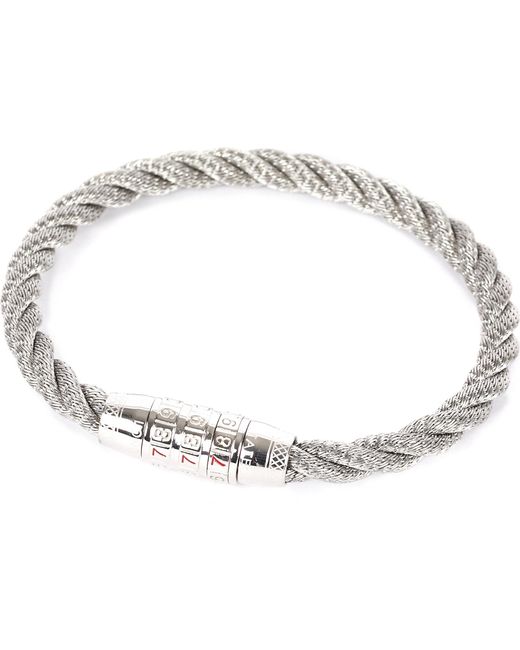 Tateossian Metallic Sterling Silver And Stainless Steel Braided Combination Lock Bracelet for men