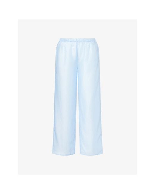 4th & Reckless Blue Geri Wide-Leg Sheer Trousers