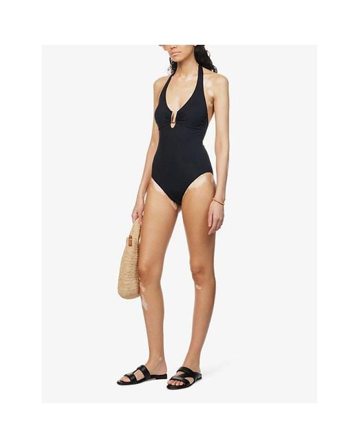 Melissa Odabash Blue Tampa Halter-Neck Swimsuit