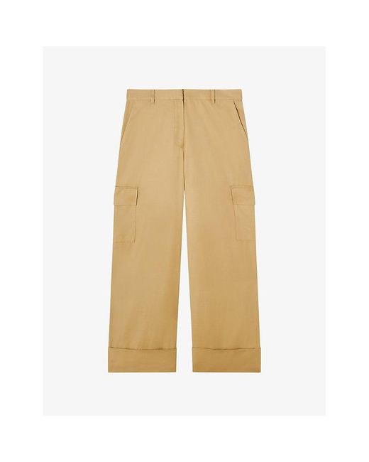 L.K.Bennett Natural Riviera Patch-pocket Wide-leg Mid-rise Woven Trousers