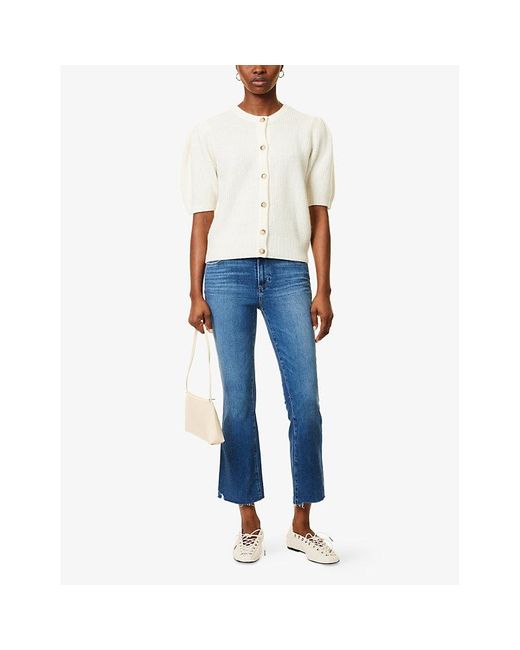 PAIGE Blue Colette Cropped Flared Stretch-Denim Jeans