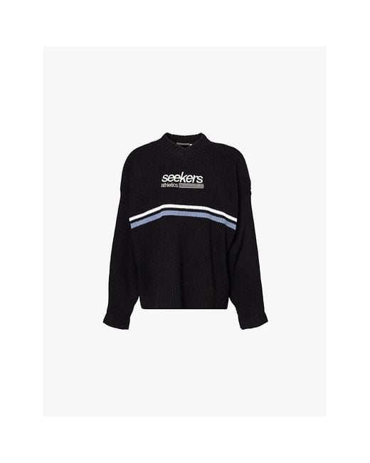 Sisters & Seekers Black Leisure Logo-Embroidery Stretch-Knit Jumper