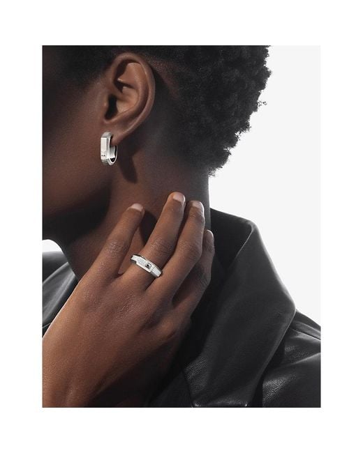 Messika White Moderniste Medium 18Ct And 0.03Ct Diamond Single Hoop Earring