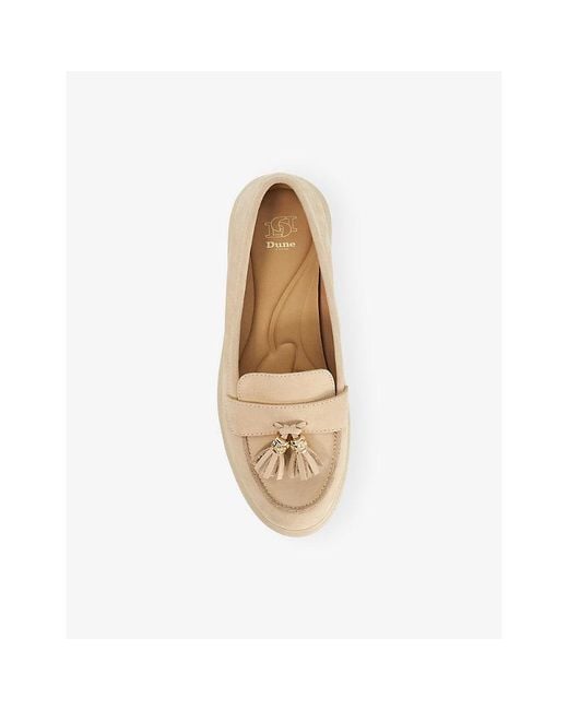 Dune Natural Glissade Suede Loafers