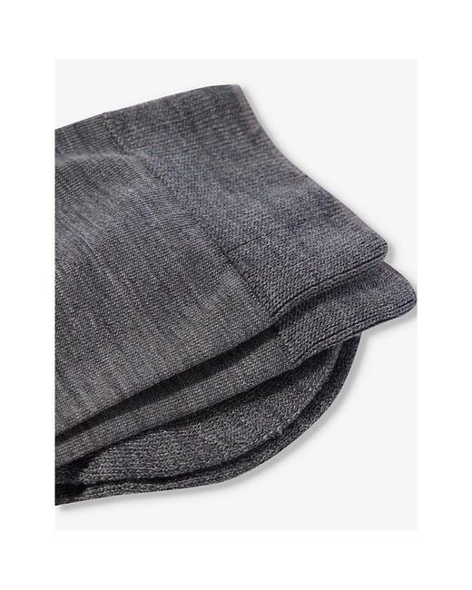 Falke Gray Brushed Mid-Calf Polyamide And Wool-Blend Knitted Socks