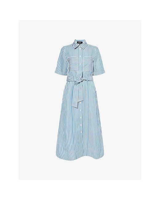 ME+EM Blue Utility Striped Woven Midi Belt