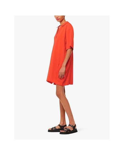 Whistles Red Melanie Colla Relaxed-fit Woven Mini Dress