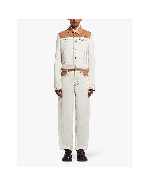 Marni White Contrast-stitch Patch-pocket Regular-fit Stretch-cotton Jacket
