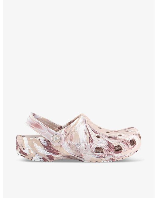CROCSTM Pink Classic Marbled Rubber Clogs