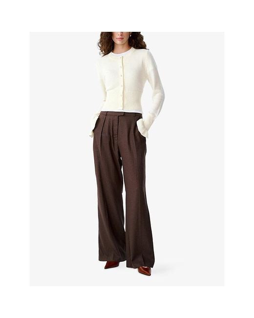 OMNES Brown Pearl Wide-Leg Linen-Blend Trousers