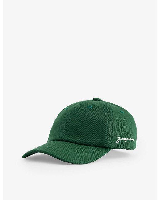 Jacquemus Green La Casquette Brand-embroidered Cotton-twill Baseball Cap for men