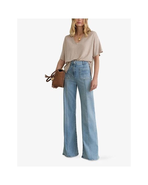Reiss Natural Ember V-Neck Relaxed-Fit Linen T-Shirt