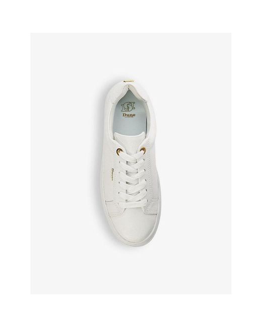 Dune White Eastern Logo-embossed Flatform Leather Low-top Trainers