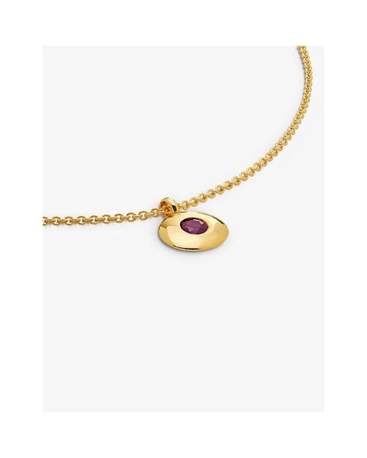 Monica Vinader Metallic Birthstone 18Ct-Plated Vermeil Sterling- And Ruby Pendant Necklace