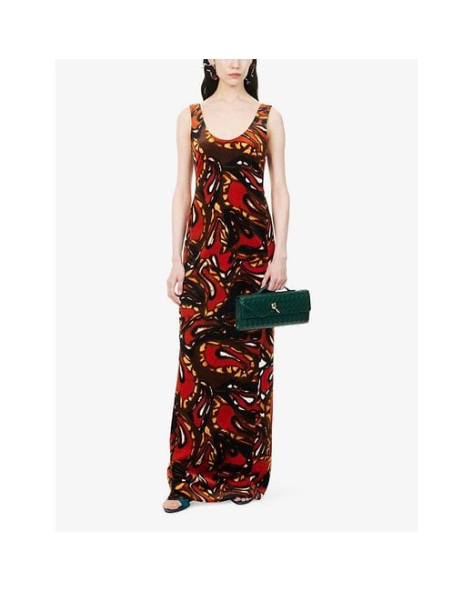 Dries Van Noten Red Debant Sleeveless Cotton-Blend Maxi Dress