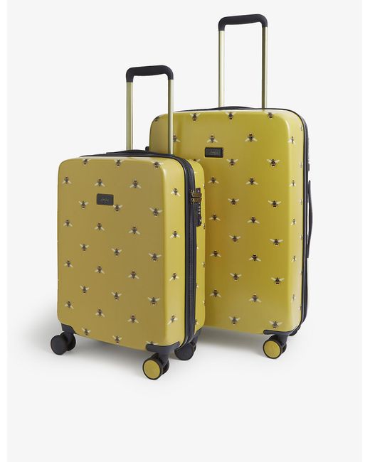 Joules Yellow Bee-print Polycarbonate Suitcase