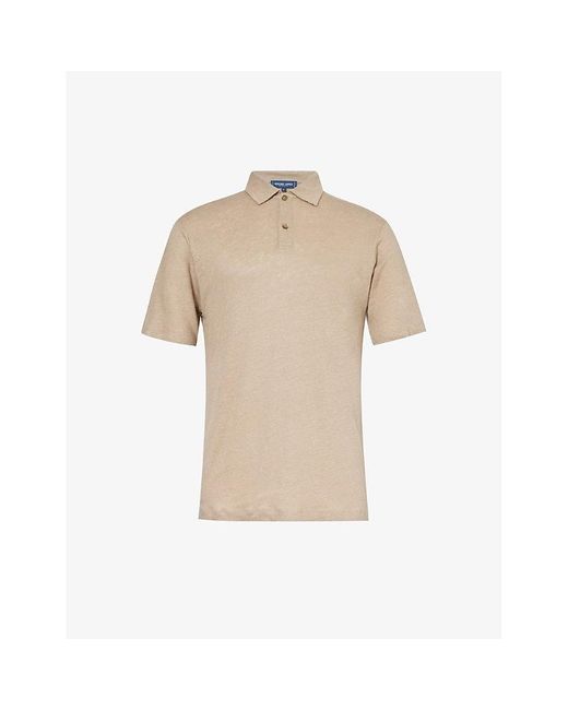 Frescobol Carioca Natural Mello Split-hem Regular-fit Linen Polo Shirt for men