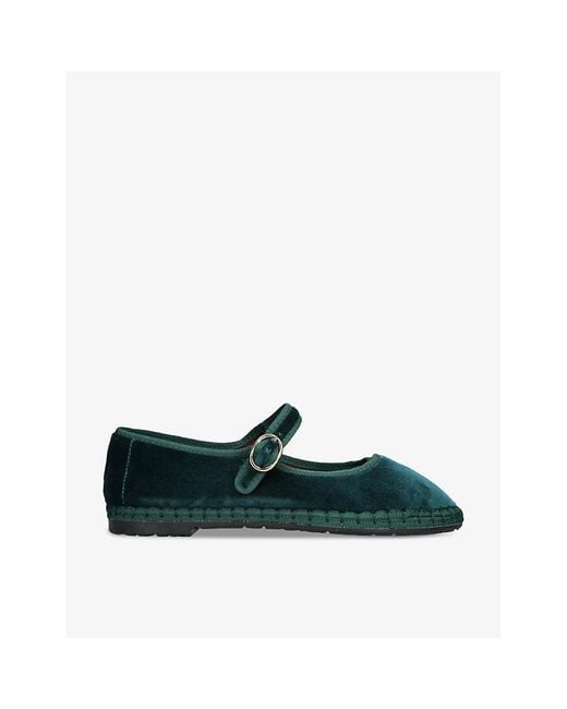 Flabelus Green Leonor Single-Strap Cotton Mary Jane Flats