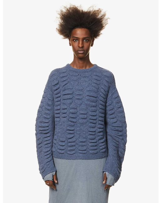 Rick Owens Box Bubble Wrap Knitted Jumper in Blue for Men | Lyst