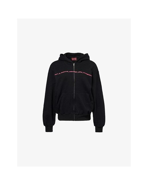 PRAYING Paris Relaxed-Fit Zip-Up Hooded Cotton Sweatshirt in