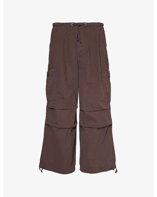 Jaded London Brown Parachute Wide-leg Cotton Trousers for men