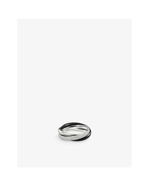 Cartier White Trinity Small 18Ct- Ceramic And 0.46Ct Brilliant-Cut Diamond Ring